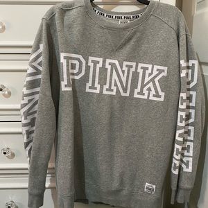 PINK Grey Crewneck Sweater